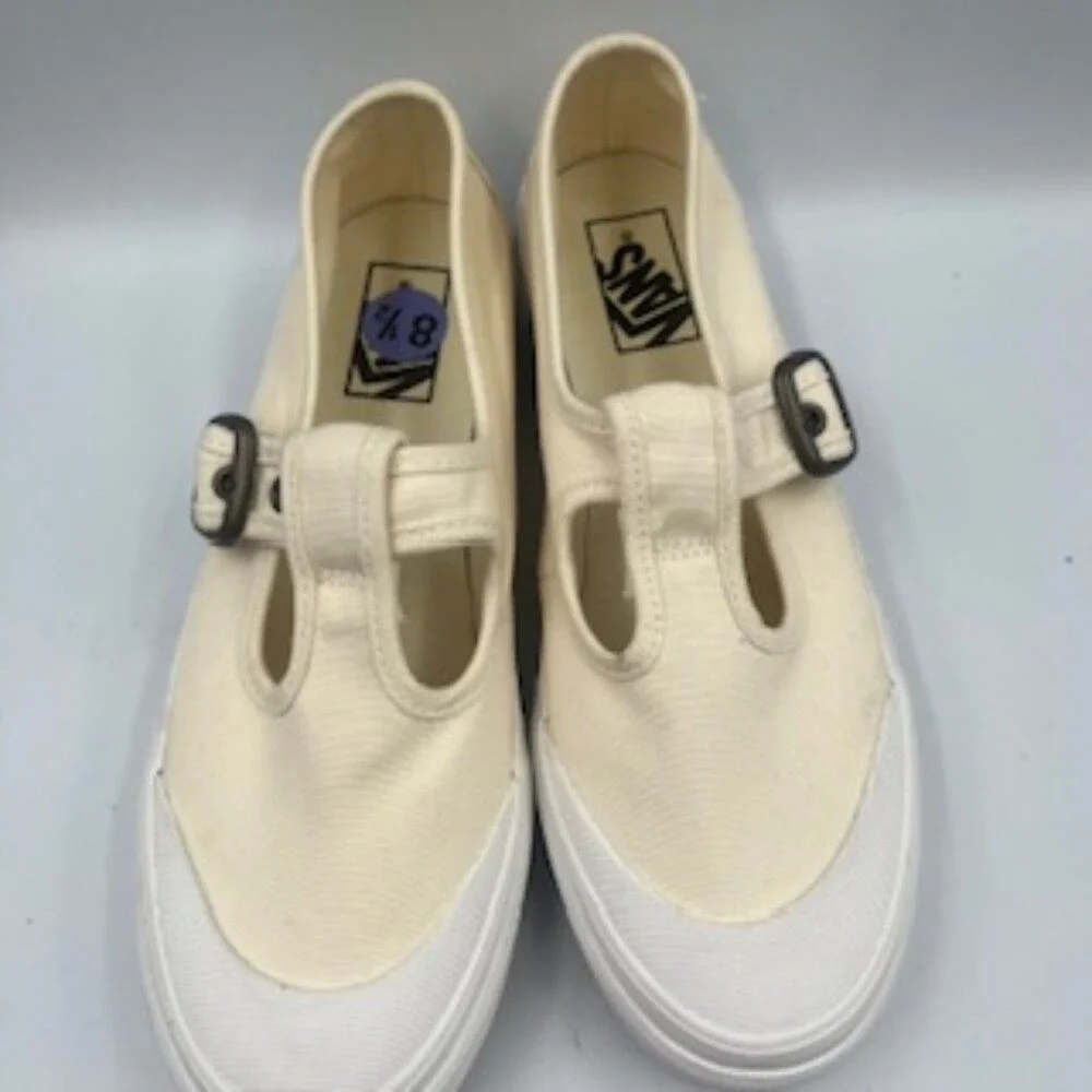 Vans Cream Slip-On Sneakers with Buckle - Picture 5 of 12